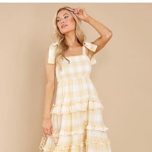 Red dress turn up the radio maxi dress